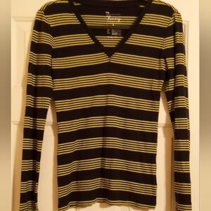 GAP Blue and Yellow Striped Long Sleeve Top